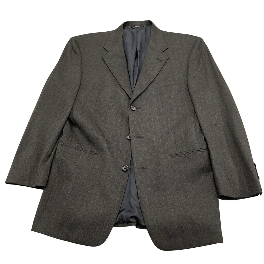 Austin Reed Blazer Men 40R Brown Pinstripe‎ 3 Button Classic Career Jacket VTG